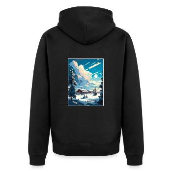 Kiruna Suède Vintage voyage affiche WPA Souvenir - Veste à capuche bio Premium Unisexe - noir - Dos - Nico (187cm)