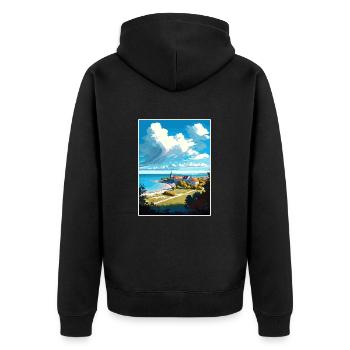 Gotland Suède Vintage voyage affiche WPA Souvenir - Veste à capuche bio Premium Unisexe - noir - Dos - Nico (187cm)