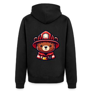 Cute Bear Firefighter - Unisex Premium Bio Zip Hoodie - Schwarz - Hinten - Nico (187cm)