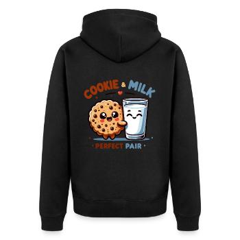 Cookies et un verre de lait, le duo parfait - Veste à capuche bio Premium Unisexe - noir - Dos - Nico (187cm)