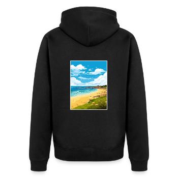 Porthgwidden Beach Cornwall Affiche de voyage Vintage - Veste à capuche bio Premium Unisexe - noir - Dos - Nico (187cm)