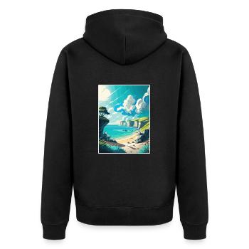 Dover England Küstenstrand Vintage Reiseposter - Unisex Premium Bio Zip Hoodie - Schwarz - Hinten - Nico (187cm)