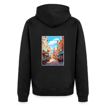 Covent Garden London England Vintage Travel Poster - Unisex Premium Organic Zip Hoodie - black - Back - Nico (187cm)