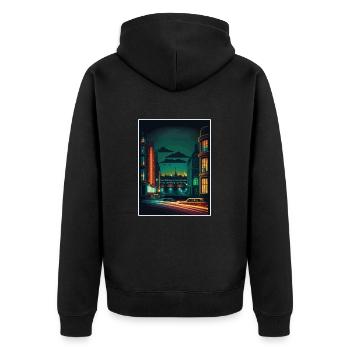 Dublin Skyline Irlande Vintage Travel Poster WPA - Veste à capuche bio Premium Unisexe - noir - Dos - Nico (187cm)
