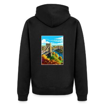 Bristol Angleterre pont Vintage voyage affiche WPA - Veste à capuche bio Premium Unisexe - noir - Dos - Nico (187cm)