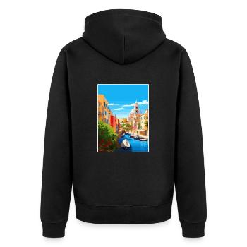 Cagliari Italy Vintage Travel Poster WPA Souvenir - Unisex Premium Organic Zip Hoodie - black - Back - Nico (187cm)