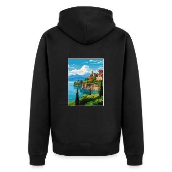 Lac de Garde Décoration Vintage Voyage Affiche WPA - Veste à capuche bio Premium Unisexe - noir - Dos - Nico (187cm)