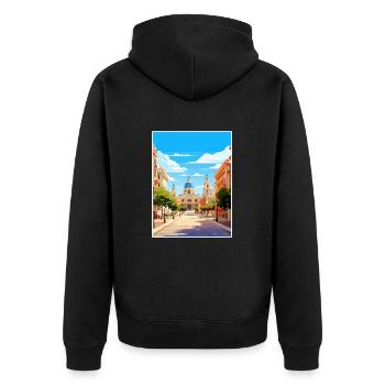 Valencia Spanien Vintage Reiseposter WPA Souvenir - Unisex Premium Bio Zip Hoodie - Schwarz - Hinten - Nico (187cm)