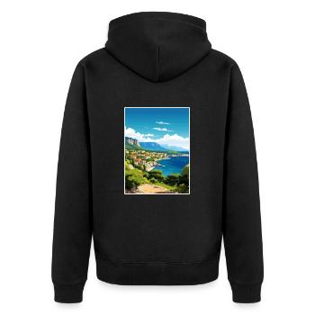 Croatia Vintage Travel Poster WPA Souvenir - Unisex Premium Organic Zip Hoodie - black - Back - Nico (187cm)