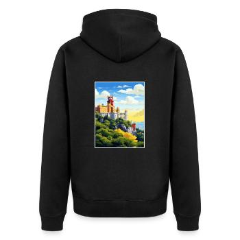 Sintra Portugal Vintage voyage affiche WPA Souvenir - Veste à capuche bio Premium Unisexe - noir - Dos - Nico (187cm)