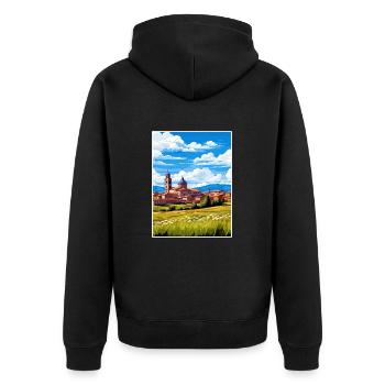 Pamplona Spanien Vintage Reiseposter WPA Souvenir - Unisex Premium Bio Zip Hoodie - Schwarz - Hinten - Nico (187cm)