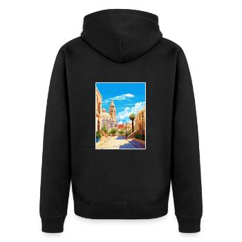 Murica Spanien Vintage Reiseposter WPA Souvenir - Unisex Premium Bio Zip Hoodie - Schwarz - Hinten - Nico (187cm)