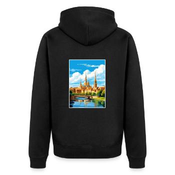 Saragossa Spanien Vintage Reiseposter WPA Souvenir - Unisex Premium Bio Zip Hoodie - Schwarz - Hinten - Nico (187cm)