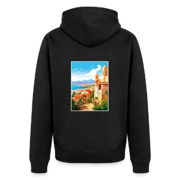 Tarragona Spanien Vintage Reiseposter WPA Souvenir - Unisex Premium Bio Zip Hoodie - Schwarz - Hinten - Nico (187cm)