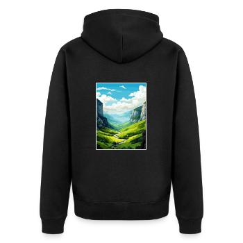 Vikos Schlucht Griechenland Deko Vintage Reiseposter WPA - Unisex Premium Bio Zip Hoodie - Schwarz - Hinten - Nico (187cm)
