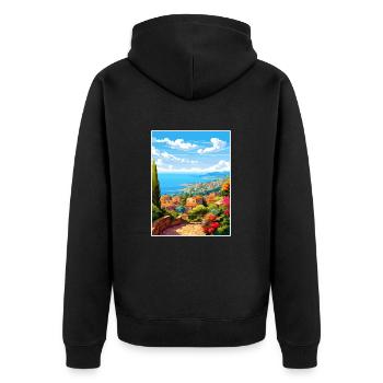 Cote D Azur Frankreich Vintage Reiseposter Souvenir - Unisex Premium Bio Zip Hoodie - Schwarz - Hinten - Nico (187cm)