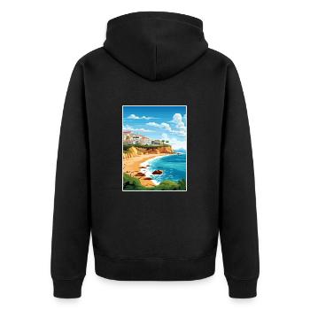 Lagos Portugal Vintage Reiseposter WPA Souvenir - Unisex Premium Bio Zip Hoodie - Schwarz - Hinten - Nico (187cm)