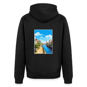 Aveiro Portugal Vintage voyage affiche WPA Souvenir - Veste à capuche bio Premium Unisexe - noir - Dos - Nico (187cm)