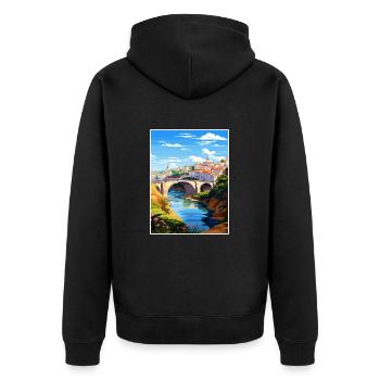 Tomar Portugal Vintage voyage affiche WPA Souvenir - Veste à capuche bio Premium Unisexe - noir - Dos - Nico (187cm)