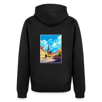 Regensburg Germany Vintage Travel Poster Souvenir - Unisex Premium Organic Zip Hoodie - black - Back - Nico (187cm)