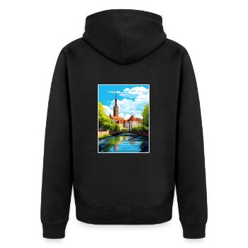 Stuttgart Allemagne Vintage voyage affiche Souvenir - Veste à capuche bio Premium Unisexe - noir - Dos - Nico (187cm)
