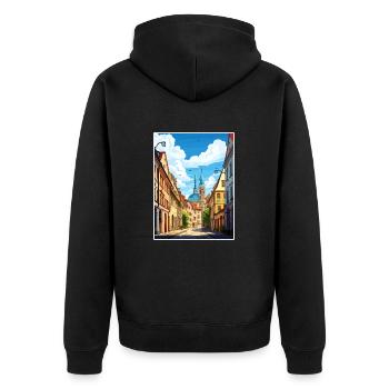 Würzburg Allemagne Vintage voyage affiche Souvenir - Veste à capuche bio Premium Unisexe - noir - Dos - Nico (187cm)