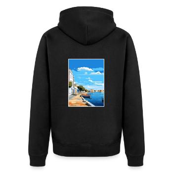 Tavira Portugal Vintage Reiseposter WPA Souvenir - Unisex Premium Bio Zip Hoodie - Schwarz - Hinten - Nico (187cm)