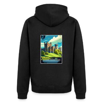 Warwick Castle Ecosse Vintage voyage affiche WPA - Veste à capuche bio Premium Unisexe - noir - Dos - Nico (187cm)