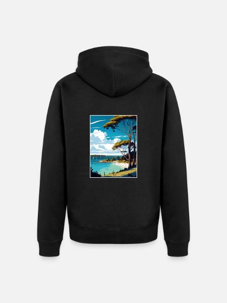Brownsea Island England Vintage Travel Poster WPA - Unisex Premium Organic Zip Hoodie - black
