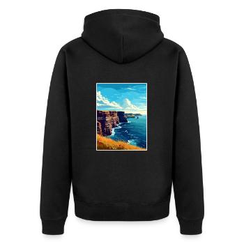 Falaises de Moher Irlande Vintage voyage affiche WPA - Veste à capuche bio Premium Unisexe - noir - Dos - Nico (187cm)