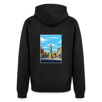 Leighton Buzzard England Vintage Travel Poster WPA - Unisex Premium Organic Zip Hoodie - black - Back - Nico (187cm)