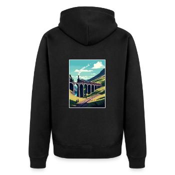 Glenfinnan Scotland Train Affiche de voyage Vintage - Veste à capuche bio Premium Unisexe - noir - Dos - Nico (187cm)