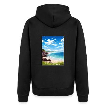 Trevaunance Cove Cornwall Affiche de voyage Vintage - Veste à capuche bio Premium Unisexe - noir - Dos - Nico (187cm)