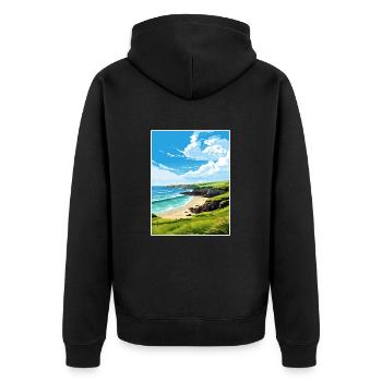 Trevaunance Cove Cornwall Affiche de voyage Vintage - Veste à capuche bio Premium Unisexe - noir - Dos - Nico (187cm)