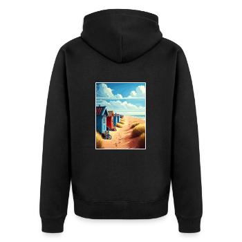 Wells à côté de la mer Angleterre Vintage Travel Poster - Veste à capuche bio Premium Unisexe - noir - Dos - Nico (187cm)