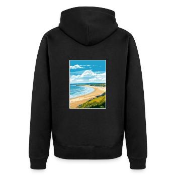 Portstewart Strand Irlande Affiche de voyage Vintage - Veste à capuche bio Premium Unisexe - noir - Dos - Nico (187cm)