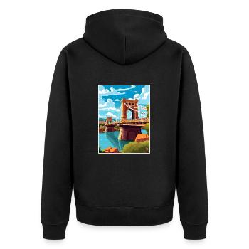 Bristol Angleterre pont Vintage voyage affiche WPA - Veste à capuche bio Premium Unisexe - noir - Dos - Nico (187cm)