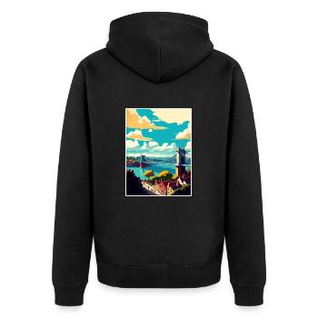 Bristol Angleterre pont Vintage voyage affiche WPA - Veste à capuche bio Premium Unisexe - noir - Dos - Nico (187cm)