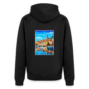 La Spezia Italien Vintage Reiseposter WPA Souvenir - Unisex Premium Bio Zip Hoodie - Schwarz - Hinten - Nico (187cm)