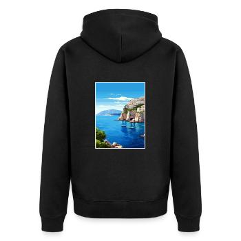 Capri Italien Dekoration Vintage Reiseposter WPA - Unisex Premium Bio Zip Hoodie - Schwarz - Hinten - Nico (187cm)