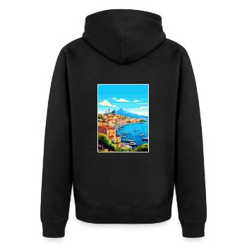 Naples Italie Décoration Vintage Voyage Affiche WPA - Veste à capuche bio Premium Unisexe - noir - Dos - Nico (187cm)