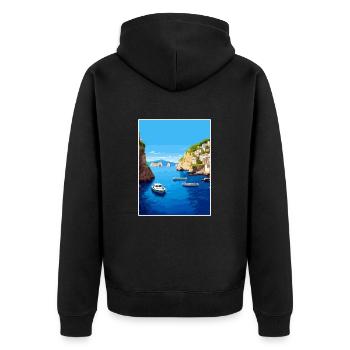Capri Italien Dekoration Vintage Reiseposter WPA - Unisex Premium Bio Zip Hoodie - Schwarz - Hinten - Nico (187cm)