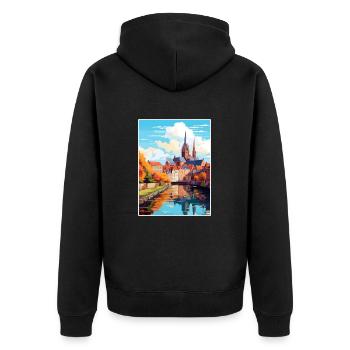 Amiens Frankreich Vintage Reiseposter WPA Souvenir - Unisex Premium Bio Zip Hoodie - Schwarz - Hinten - Nico (187cm)