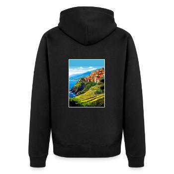 Cinque Terre Italie Décoration Patmos Affiche De Voyage - Veste à capuche bio Premium Unisexe - noir - Dos - Nico (187cm)
