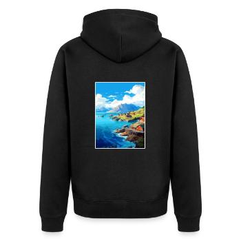 The Fjords Norway Norwegian Mountains Scandinavian - Unisex Premium Organic Zip Hoodie - black - Back - Nico (187cm)