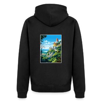 Sintra Portugal Vintage voyage affiche WPA Souvenir - Veste à capuche bio Premium Unisexe - noir - Dos - Nico (187cm)