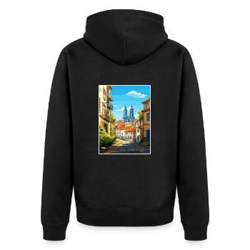 Braga Portugal Vintage voyage affiche WPA Souvenir - Veste à capuche bio Premium Unisexe - noir - Dos - Nico (187cm)