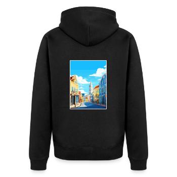 Aveiro Portugal Vintage voyage affiche WPA Souvenir - Veste à capuche bio Premium Unisexe - noir - Dos - Nico (187cm)