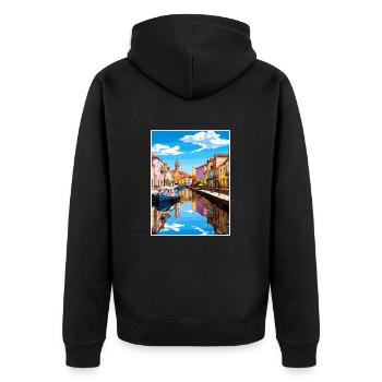Aveiro Portugal Vintage voyage affiche WPA Souvenir - Veste à capuche bio Premium Unisexe - noir - Dos - Nico (187cm)