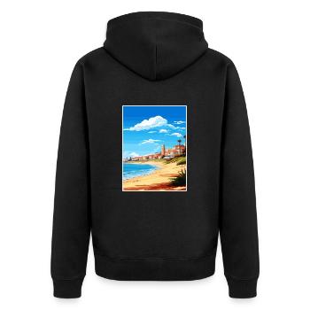 Cascais Portugal Vintage voyage affiche Souvenir - Veste à capuche bio Premium Unisexe - noir - Dos - Nico (187cm)
